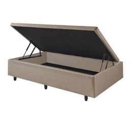 Cama Box Baú Solteiro 88x188x42cm Courino Linho com Pistão a Gás - 3