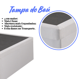 Cama Box Baú Solteiro 88x188x42cm Courino Linho com Pistão a Gás - 6