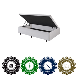 Cama Box Baú Solteiro 88x188x42cm Courino Linho com Pistão a Gás - 5