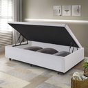 Ver imagem 1 de Cama Box Baú Solteiro 88x188x42cm Courino Linho com Pistão a Gás
