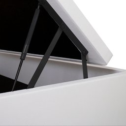 Cama Box Baú Solteiro 88x188x42cm Courino Linho Branco com Pistão a Gás - 3