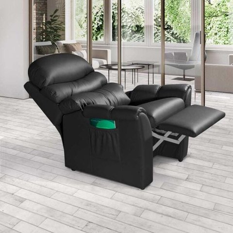 Poltrona do Papai Retrátil e Reclinável Corino Diamante Grécia Preta - Luapa