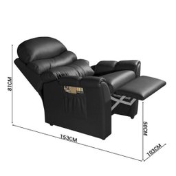 Poltrona do Papai Retrátil e Reclinável Corino Diamante Grécia Preta - Luapa - 5