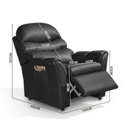 Poltrona do Papai Retrátil e Reclinável Corino Diamante Grécia Preta - Luapa - 4