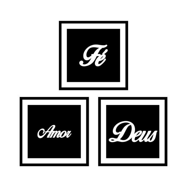 Quadro Placa Decorativo Palavras Motivacionais em Mdf Fé Deus Amor - 1