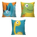 Ver imagem 3 de Kit Cortina Infantil Dinossauro Cute + 3 Capas Almofadas