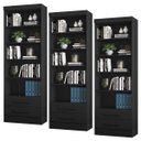 Ver imagem 3 de Kit 3 Estantes Livreiro Multiuso 2 Gavetas e 5 Prateleiras Fancy Q01 Preto Fosco - Mpozenato