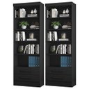Ver imagem 1 de Kit 2 Estantes Livreiro Multiuso 2 Gavetas e 5 Prateleiras Fancy Q01 Preto Fosco - Mpozenato