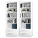 Ver imagem 1 de Kit 2 Estantes Livreiro Multiuso 2 Gavetas e 5 Prateleiras Fancy Q01 Branco - Mpozenato
