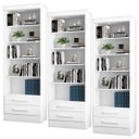 Ver imagem 1 de Kit 3 Estantes Livreiro Multiuso 2 Gavetas e 5 Prateleiras Fancy Q01 Branco - Mpozenato