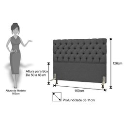 Cabeceira Cama Box Casal Queen 160cm Cristal Linho Cinza - JS Móveis - 4