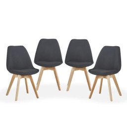 Kit 4 Cadeiras Design Eames Leda Preto/Madeira Travel Max - 1