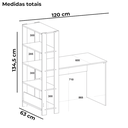 Ver imagem 3 de Mesa Escrivaninha 134x120 Cm 3 Prateleiras Branco Arly