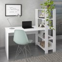 Ver imagem 7 de Mesa Escrivaninha 134x120 Cm 3 Prateleiras Branco Arly