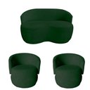 Ver imagem 2 de Kit Namoradeira + 2 Poltronas Decorativa Beatriz Orgânica Veludo Verde