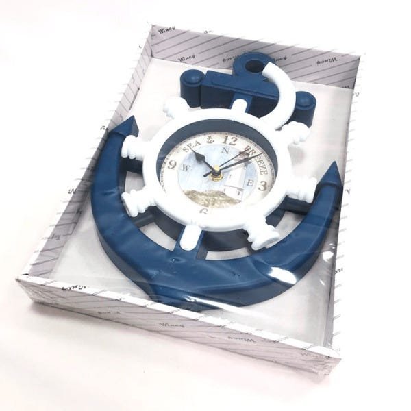 Relógio de Parede Âncora Azul e Branco 33cm x 26cm - 2