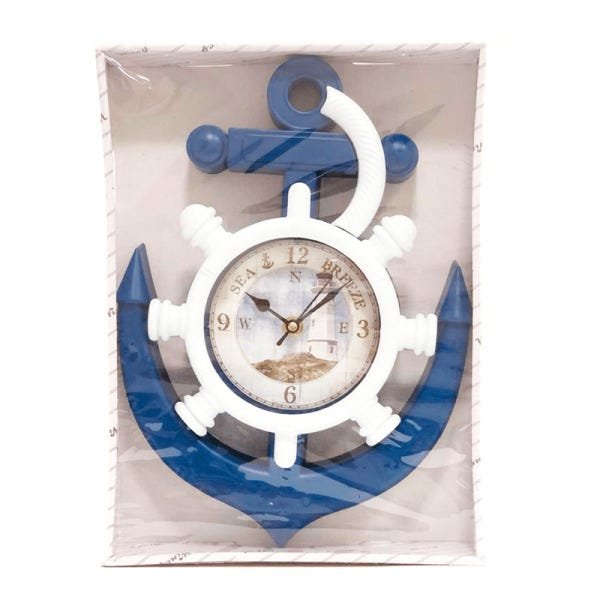 Relógio de Parede Âncora Azul e Branco 33cm x 26cm - 1