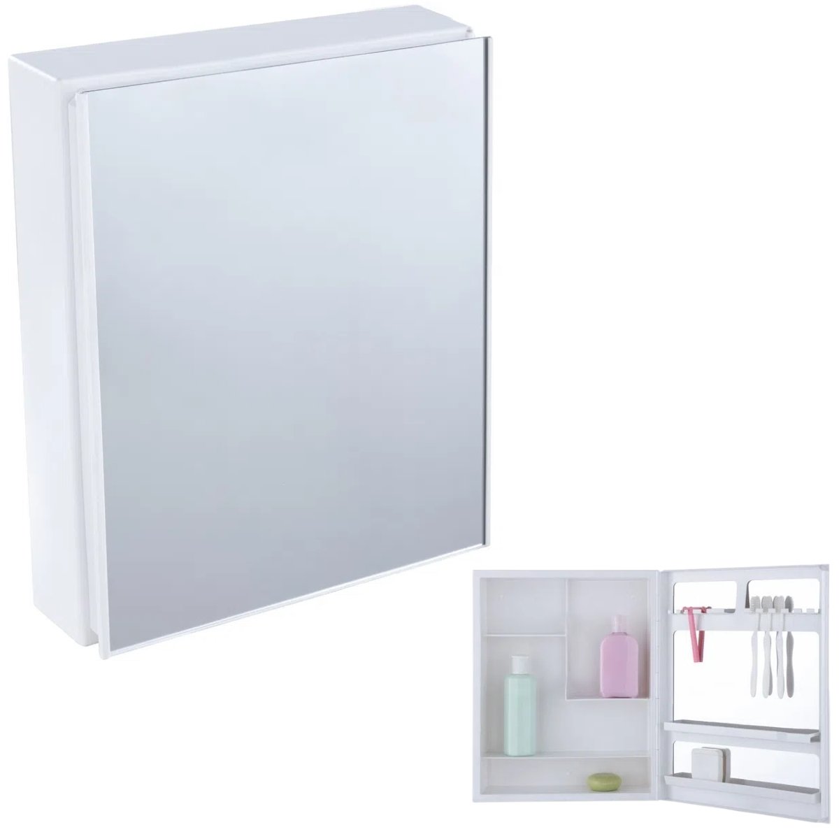 Armário Banheiro Espelheira Sobrepor Branco | 36,3x10,6x45,3cm | 01 Porta | Astra - 1