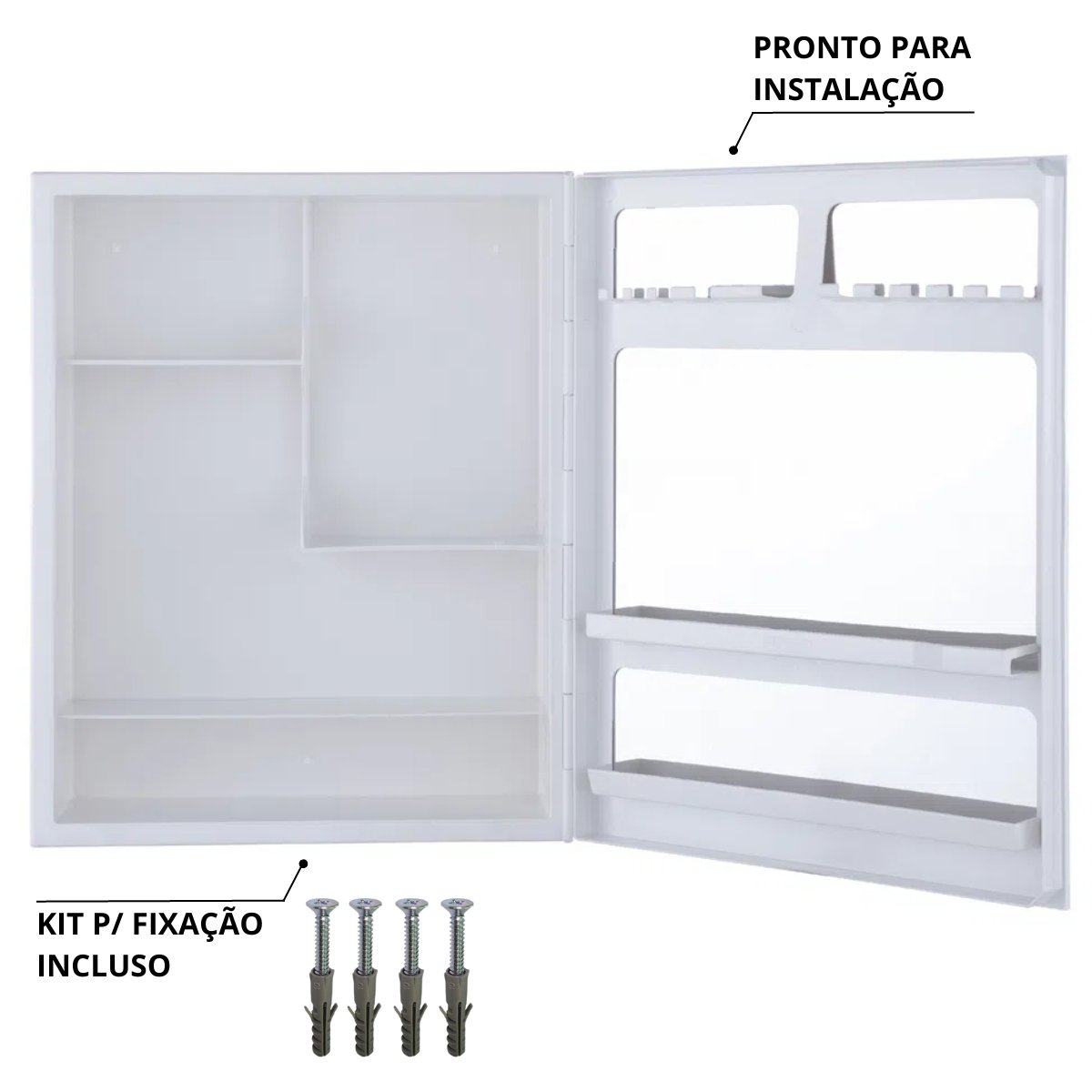 Armário Banheiro Espelheira Sobrepor Branco | 36,3x10,6x45,3cm | 01 Porta | Astra - 4