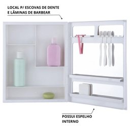 Armário Banheiro Espelheira Sobrepor Branco | 36,3x10,6x45,3cm | 01 Porta | Astra - 3