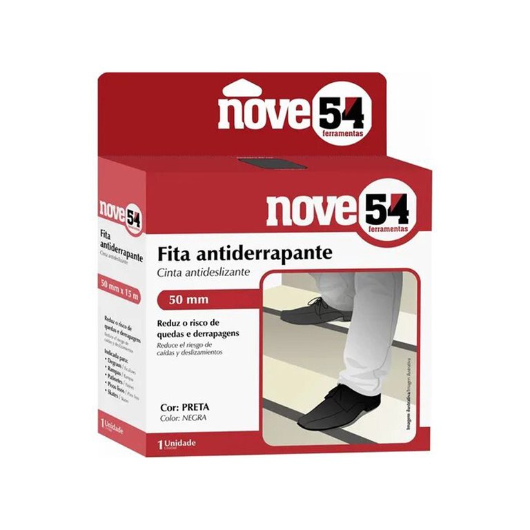Fita antiderrapante 50 mm x 15 m preta Nove54