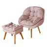 Conjunto Poltrona Linho Luxuosa + Puff Sênior Almofadada:rosa Linho - 2