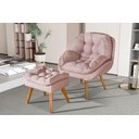 Ver imagem 1 de Conjunto Poltrona Linho Luxuosa + Puff Sênior Almofadada:rosa Linho