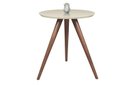 Ver imagem 1 de Mesa Lateral para Sala Sofá Tampo 50 Cm Laqueada Off White com Vidro Tripé Pés Palito 70cm