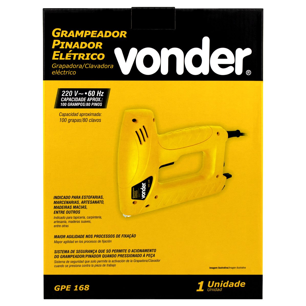 Grampeador Pinador Tapeçaria Madeira Eletrico 220v Profissional GPE 168 Vonder - 2