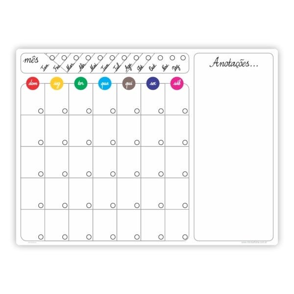 Ímã De Geladeira Planner Calendário Semanal Recados