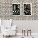 Ver imagem 2 de Kit 2 Quadros Moto - Macaco Motociclista 45x34cm - com Vidro:madeira Branca