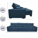 Ver imagem 2 de Sofá Retrátil e Reclinável 3.82M Austin com Molas No Assento Tecido Suede Velusoft Azul