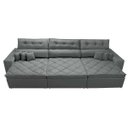 Ver imagem 5 de Sofá Retrátil e Reclinável 3.52M Austin com Molas No Assento Tecido Suede Velusoft Cinza