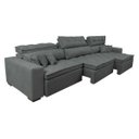 Ver mais imagens de Sofá Retrátil e Reclinável 3.52M Austin com Molas No Assento Tecido Suede Velusoft Cinza