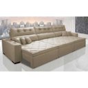 Ver imagem 1 de Sofá Retrátil e Reclinável 4.12M Austin com Molas No Assento Tecido Suede Velusoft Bege