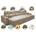 Ver imagem 3 de Sofá Retrátil e Reclinável 4.12M Austin com Molas No Assento Tecido Suede Velusoft Bege