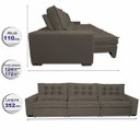 Ver imagem 2 de Sofá Retrátil e Reclinável 3.52M com Molas Ensacadas Cama Inbox Gold Tecido Suede Velusoft Café
