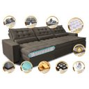 Ver imagem 3 de Sofá Retrátil e Reclinável 3.52M com Molas Ensacadas Cama Inbox Gold Tecido Suede Velusoft Café