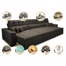 Sofá Retrátil e Reclinável 3.82M Austin com Molas No Assento Tecido Suede Velusoft Café - 3