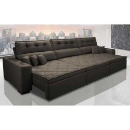 Sofá Retrátil e Reclinável 3.82M Austin com Molas No Assento Tecido Suede Velusoft Café - 1