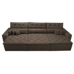 Sofá Retrátil e Reclinável 3.82M Austin com Molas No Assento Tecido Suede Velusoft Café - 5