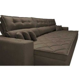 Sofá Retrátil e Reclinável 3.82M Austin com Molas No Assento Tecido Suede Velusoft Café - 4