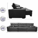 Ver imagem 2 de Sofá Retrátil e Reclinável 4.12M Austin com Molas No Assento Tecido Suede Velusoft Preto