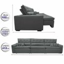 Ver imagem 2 de Sofá Retrátil e Reclinável 4.12M Austin com Molas No Assento Tecido Suede Velusoft Cinza