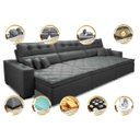 Ver imagem 3 de Sofá Retrátil e Reclinável 4.12M Austin com Molas No Assento Tecido Suede Velusoft Cinza