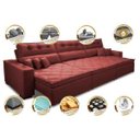 Ver imagem 3 de Sofá Retrátil e Reclinável 4.12M Austin com Molas No Assento Tecido Suede Velusoft Vermelho