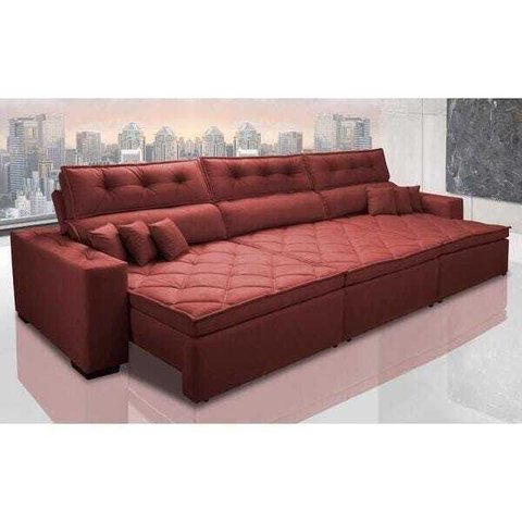 Sofá Retrátil e Reclinável 4.12M Austin com Molas No Assento Tecido Suede Velusoft Vermelho