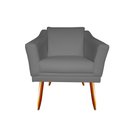 Ver imagem 2 de Kit 2 Poltronas Decorativa Agatha Suede Cinza Pés Madeira Mz Decor