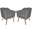 Ver imagem 1 de Kit 2 Poltronas Decorativa Agatha Suede Cinza Pés Madeira Mz Decor