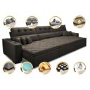 Ver imagem 3 de Sofá Retrátil e Reclinável 4.12M Austin com Molas No Assento Tecido Suede Velusoft Café